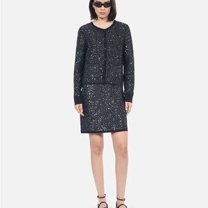 $1,000 MSRP The Kooples sparkly tweed cardigan and skirt set, size 1/small